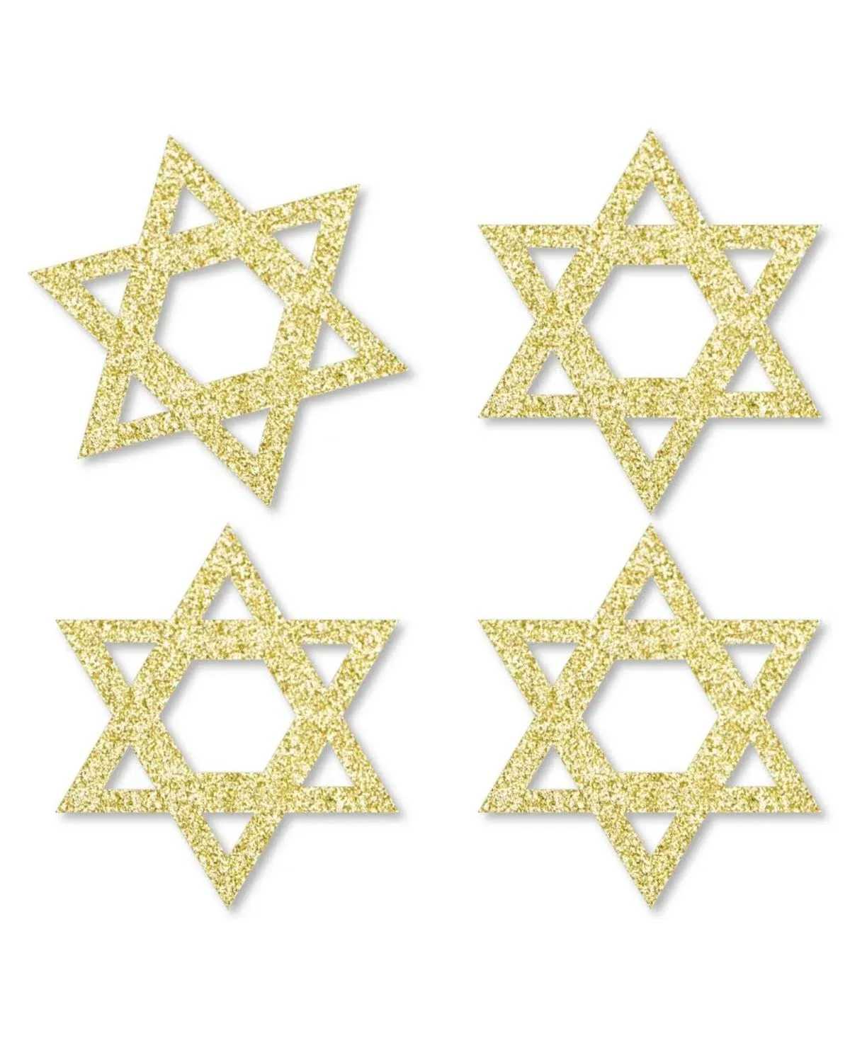 Big Dot of Happiness Gold Glitter Star of David - No-Mess Real Gold Glitter Cut-Outs - Hanukkah Confetti - Set of 24