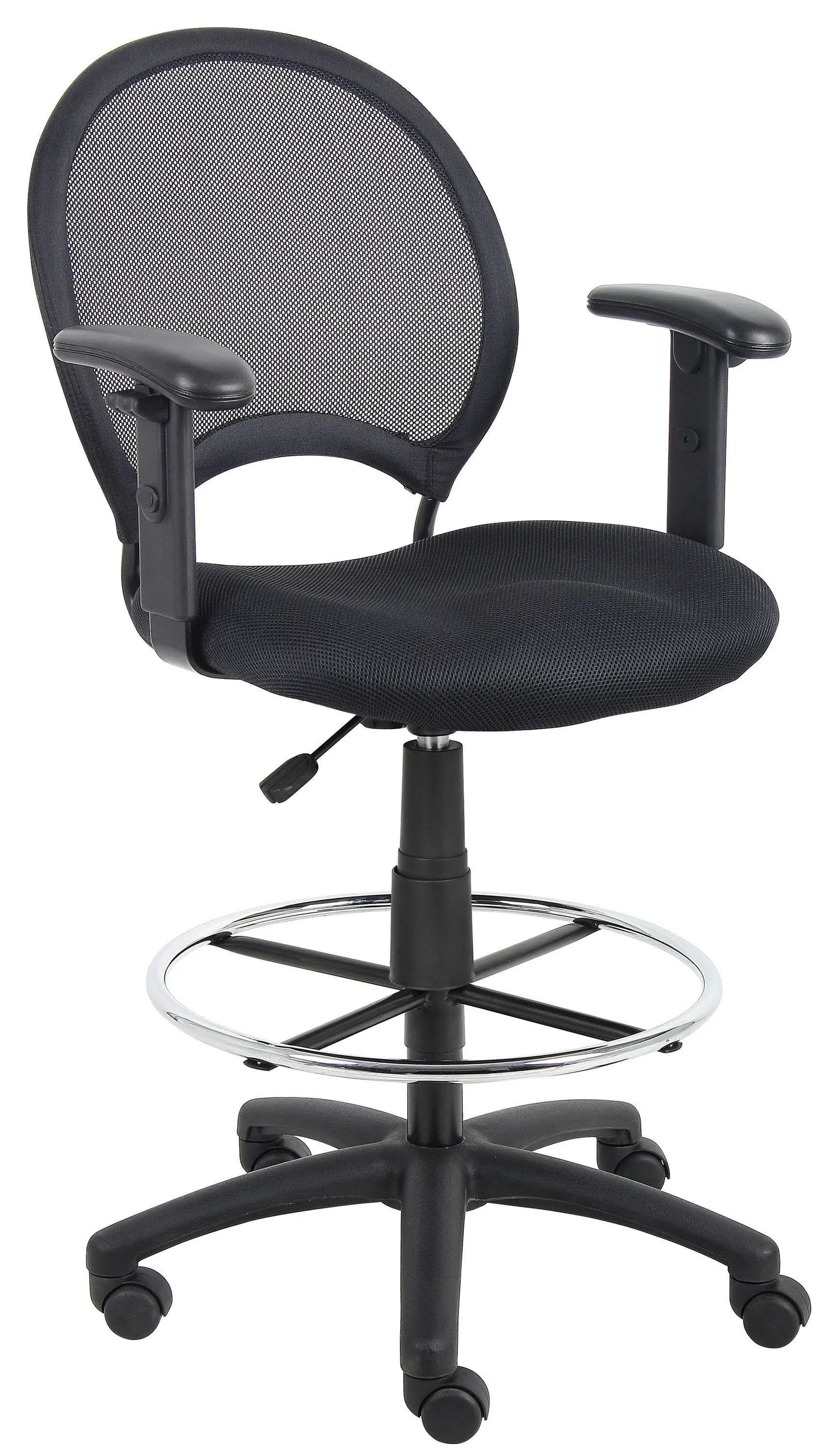 Boss Office Products B16216 Mesh Drafting Stool w/ Adjustable Arms