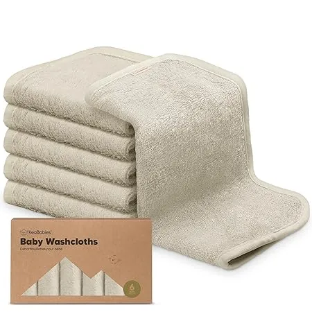 6pk Deluxe Baby Washcloths, Organic and Soft Baby Wash Cloth, Baby Bath Towel, Face Cloths