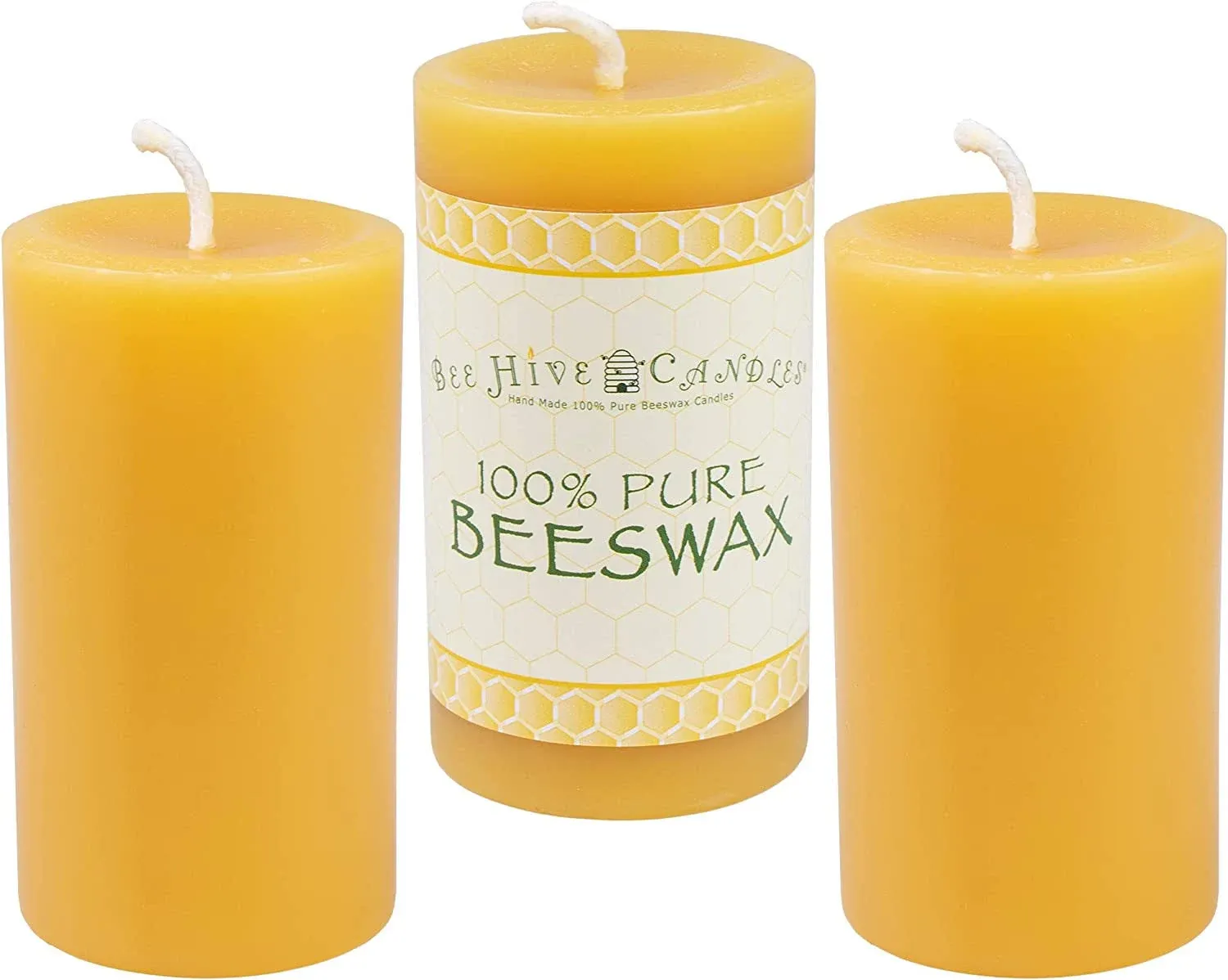 2 Beeswax Pillar Candles 5" Long 2.3" in Diameter. Pure Michigan 100% Beeswax 60 Hours Burning time Each. Hypoallergenic Candles