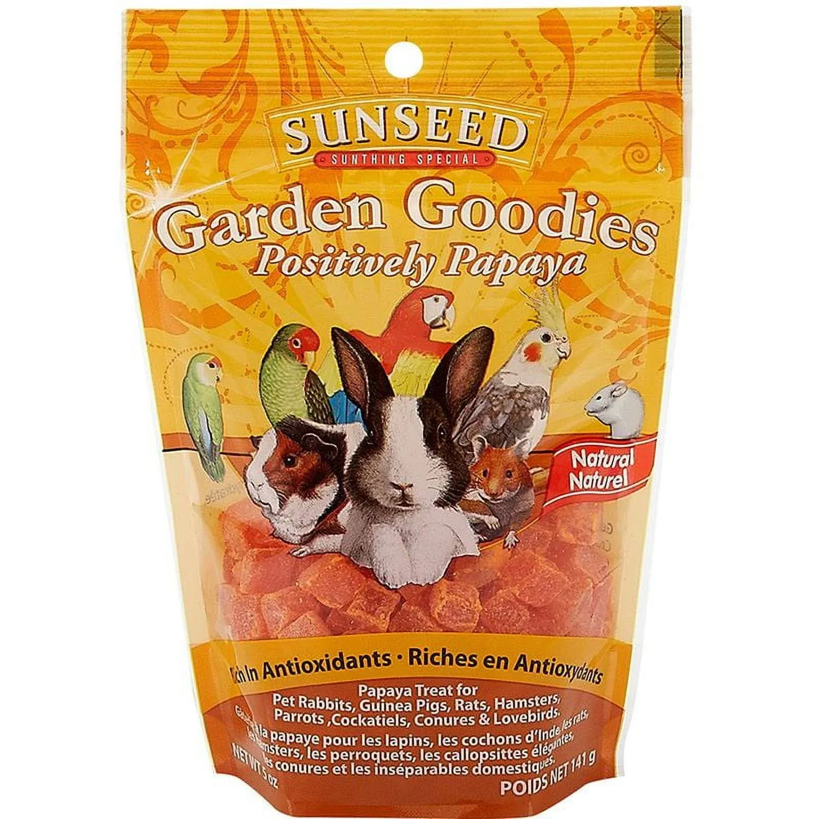 Sunseed Tropical Dried Papaya Bites 5-oz, Small Animal Treat