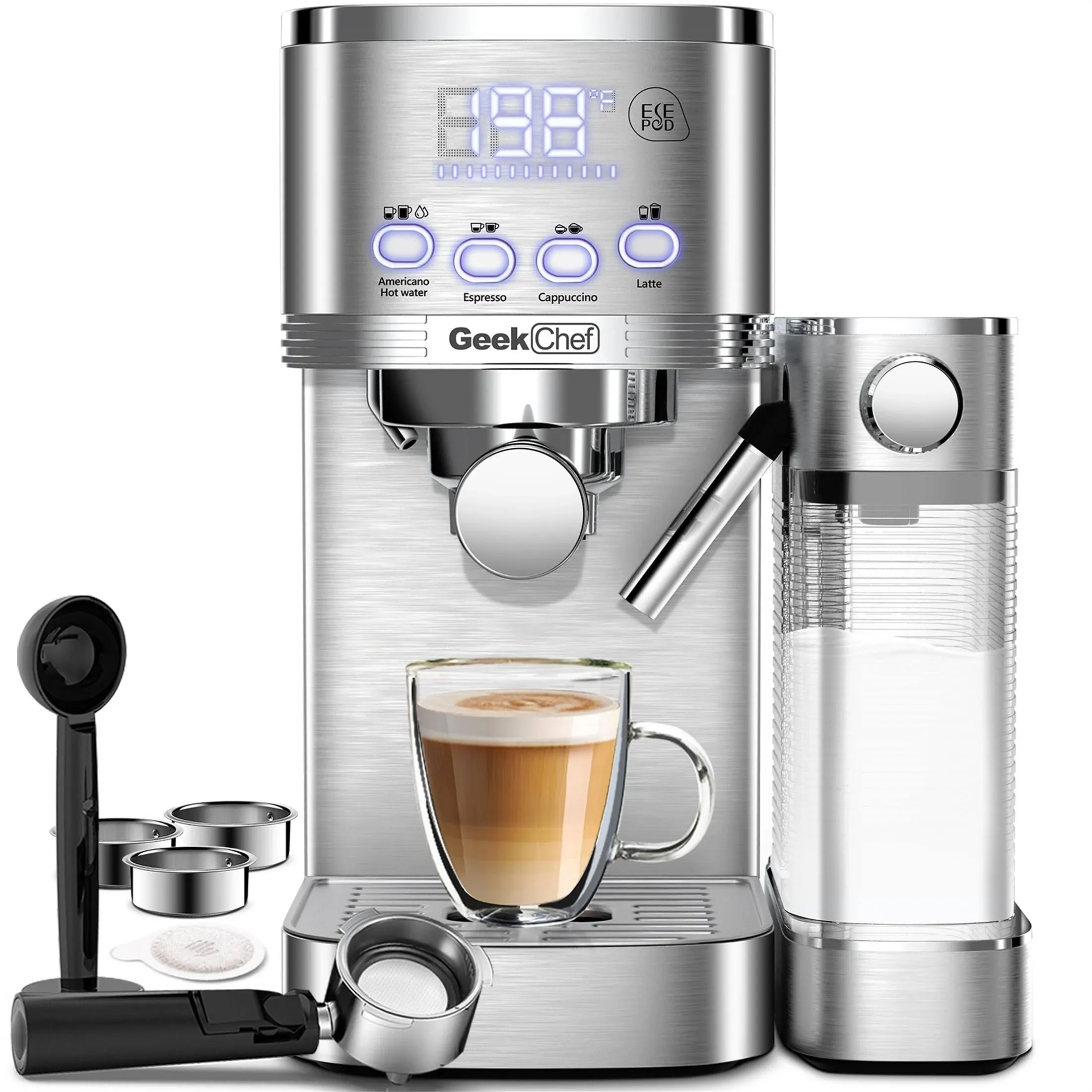 Espresso and Cappuccino Machine with Automatic Milk Frother, Stainless Steel Esp