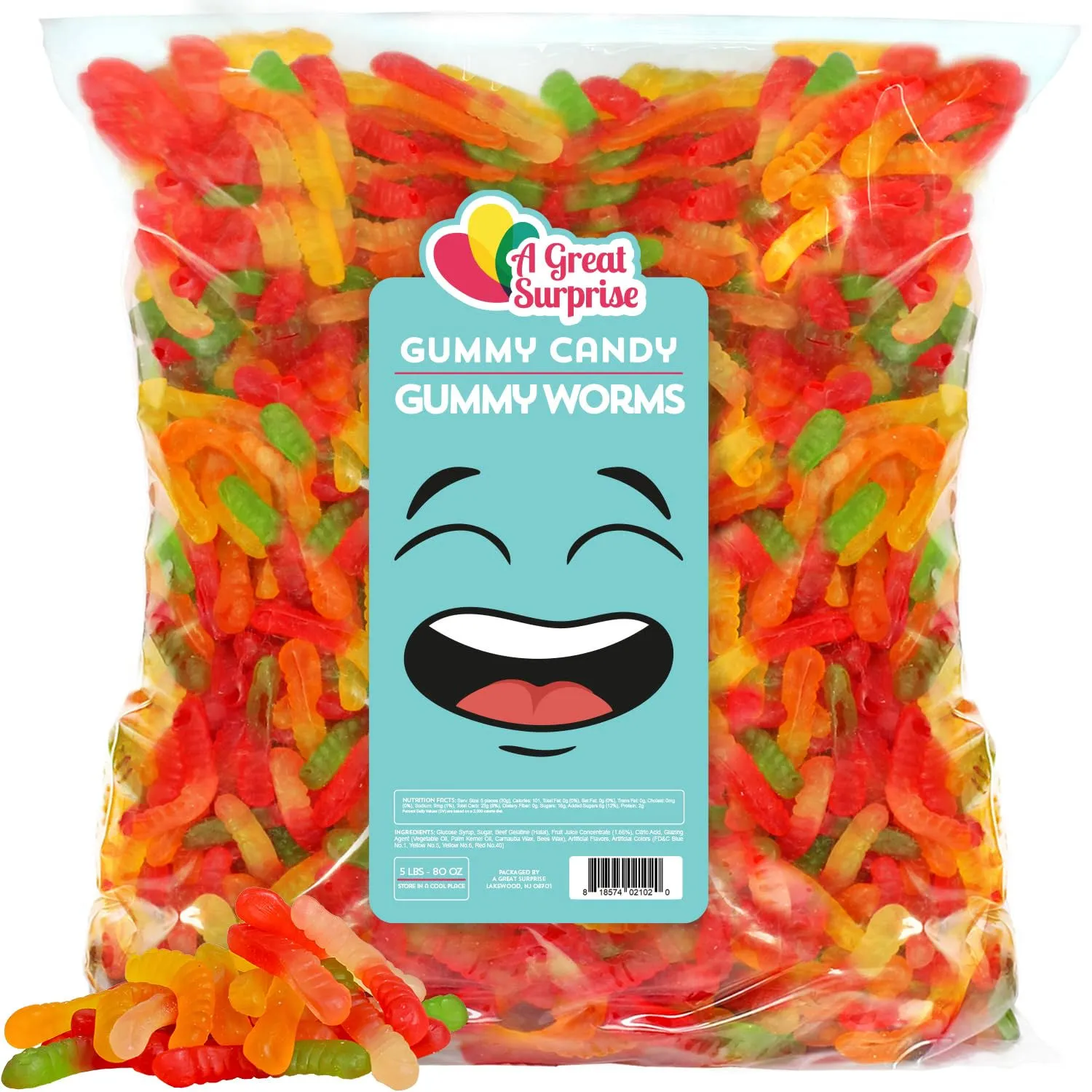 Gummy Worms Bulk - Mini Gummi Worms , Bulk Candy Gummies 5 lb