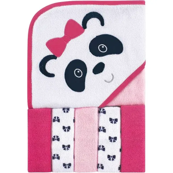 Luvable Friends Baby Hooded Towel with 5 Washcloths, Ikat Elephant