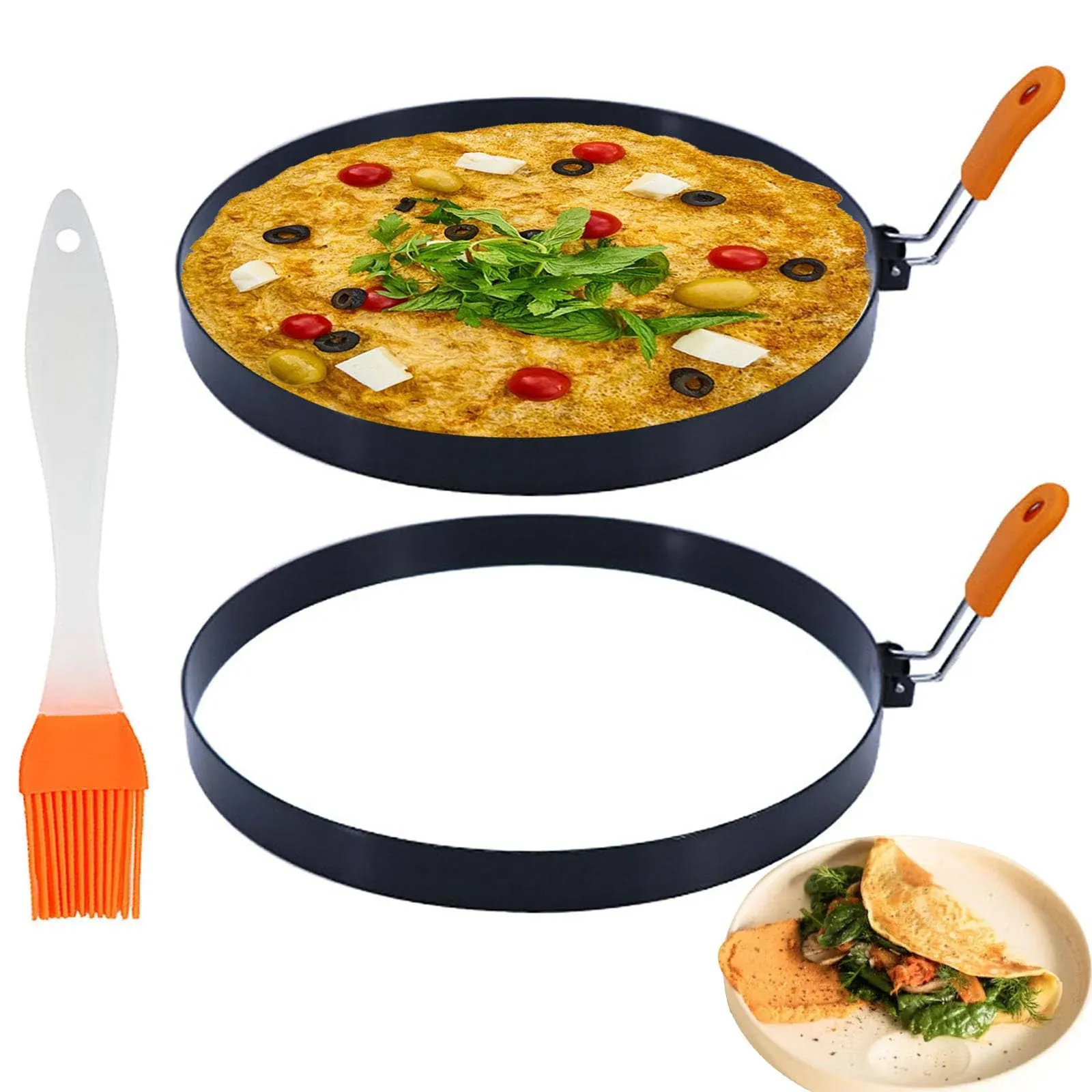 2 Pack 8 Inch Pancake Mold Omelette Ring for Griddle Omelet Ring Pancake Ring...