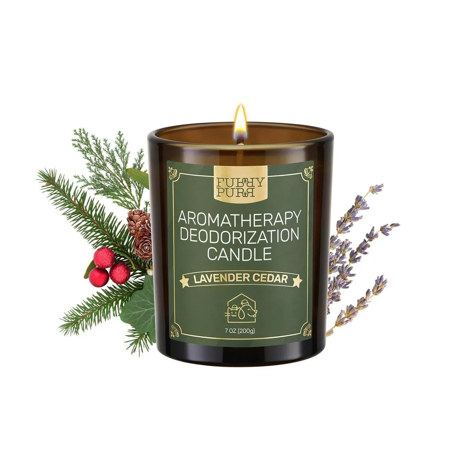 Lavender Cedar Scent Pet Safe Christmas Candle for Christmas-FurryPurr