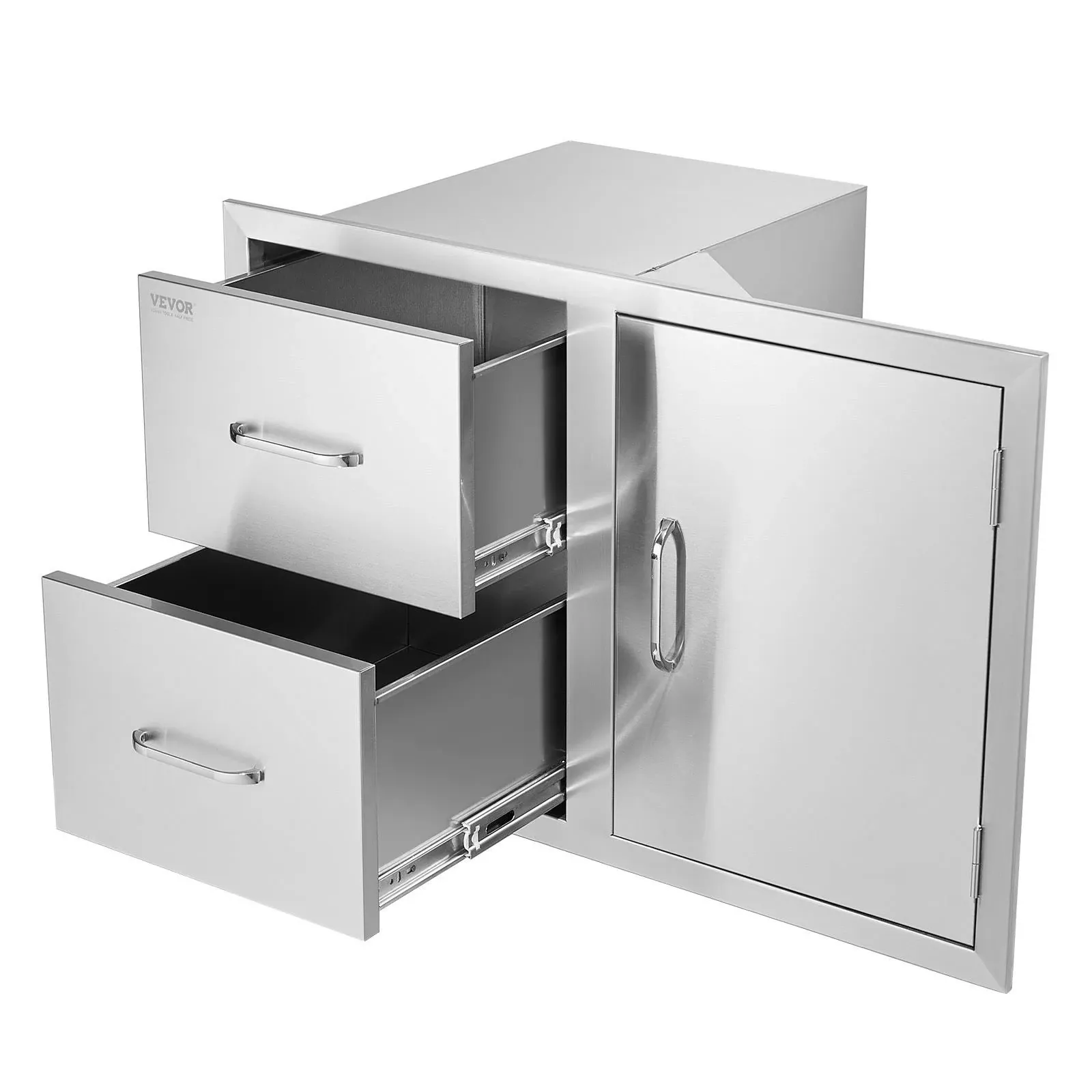 Vevor Outdoor Kitchen Door Drawer Combo 38.1''W x 22.6''H x 20.8''D, BBQ Access Door/Triple Drawers Combo with Stainless Steel Handles, Perfect for BBQ Island Patio Grill Station