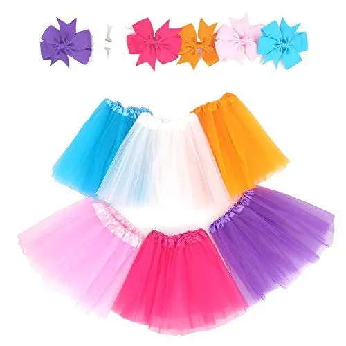 6Pcs Tutus for Girls Princess Ballet Tulle Skirt Dress Up Costumes(2-8T)