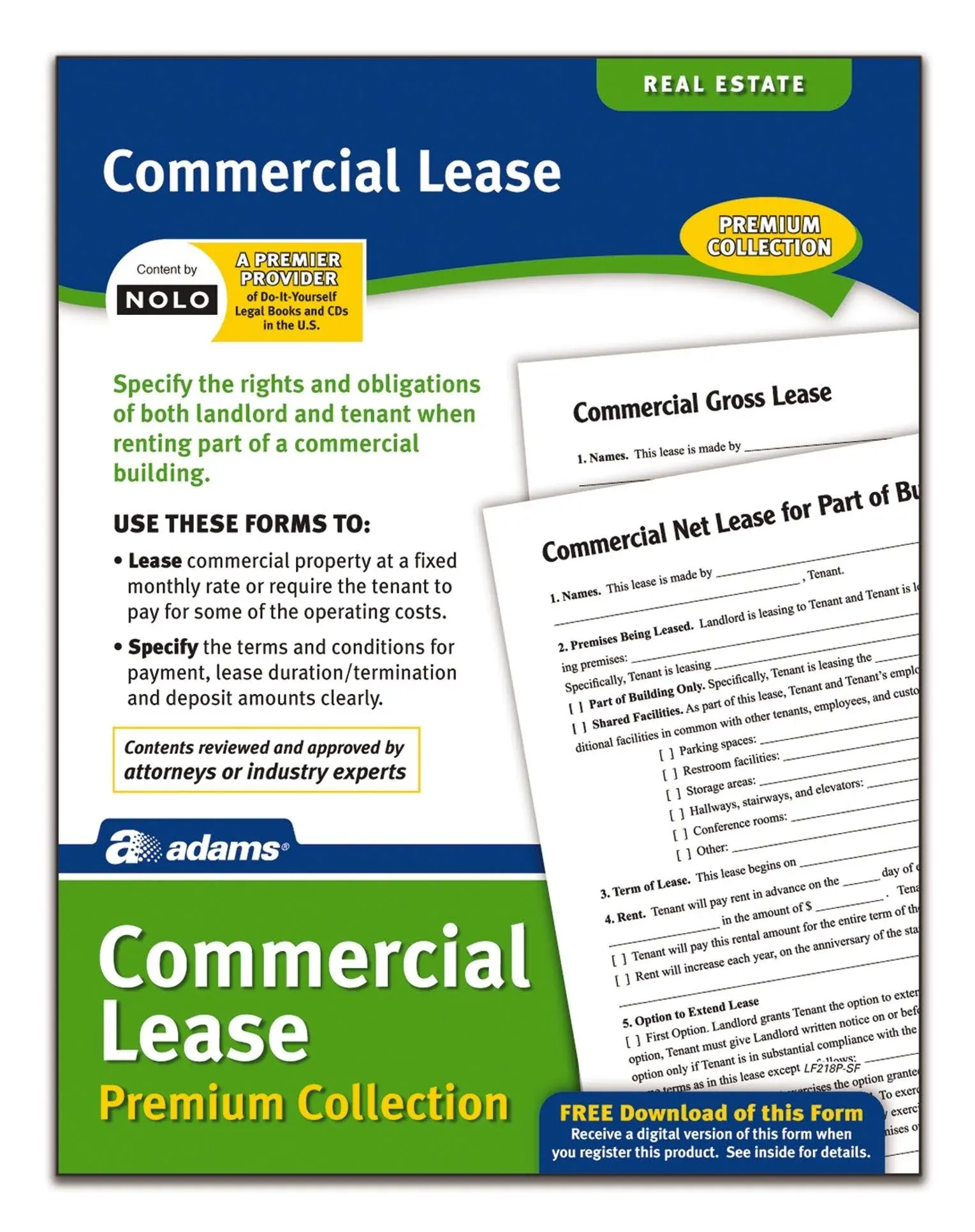 Adams Commercial Lease Forms Pack Forms and Instructions (LF218P)