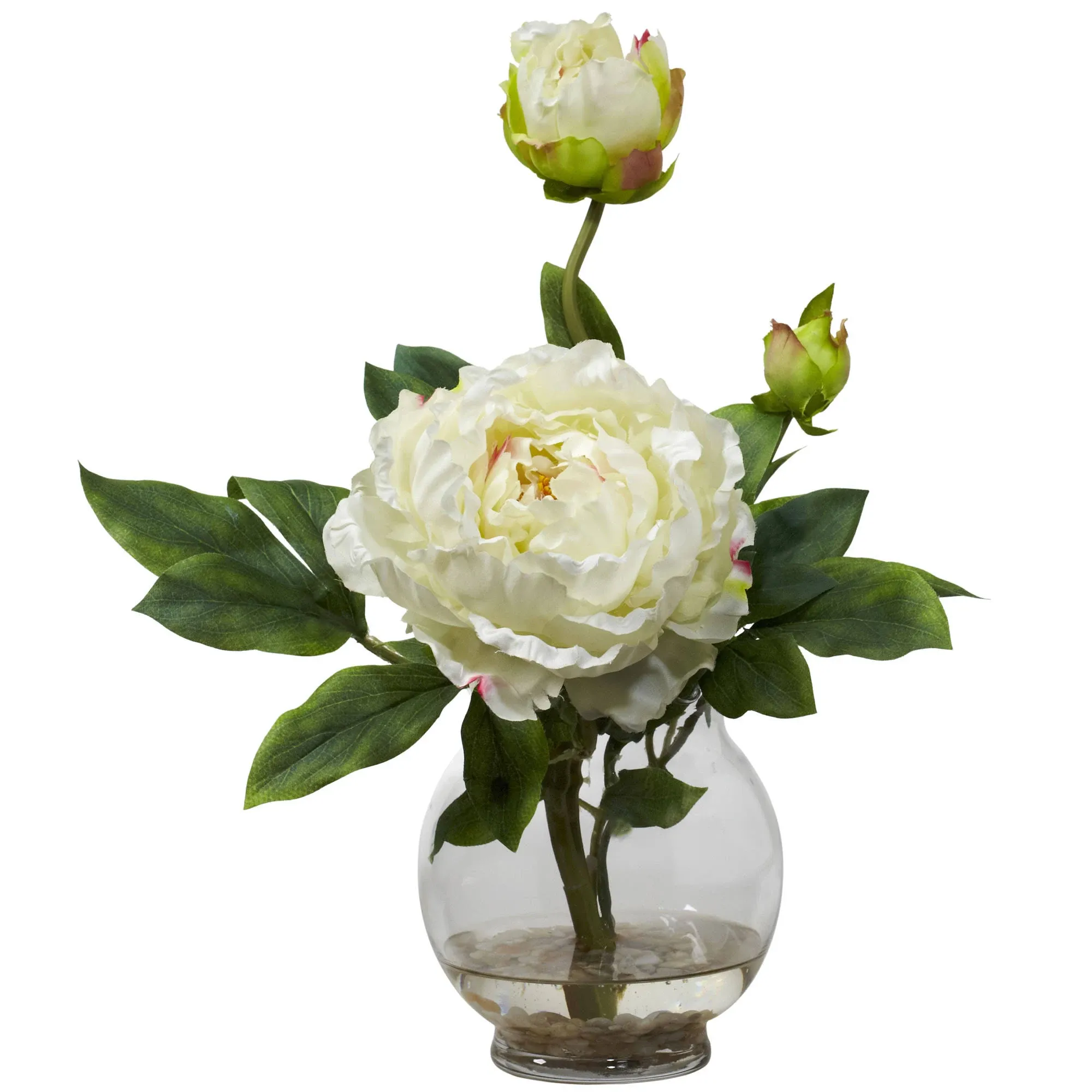 13.5" Peony Arrangement in Fluted Vase