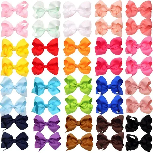 JOYOYO 40Pcs 3&#034; Hair Bows Alligator Clips Grosgrain Ribbon Big Bows Clips For...