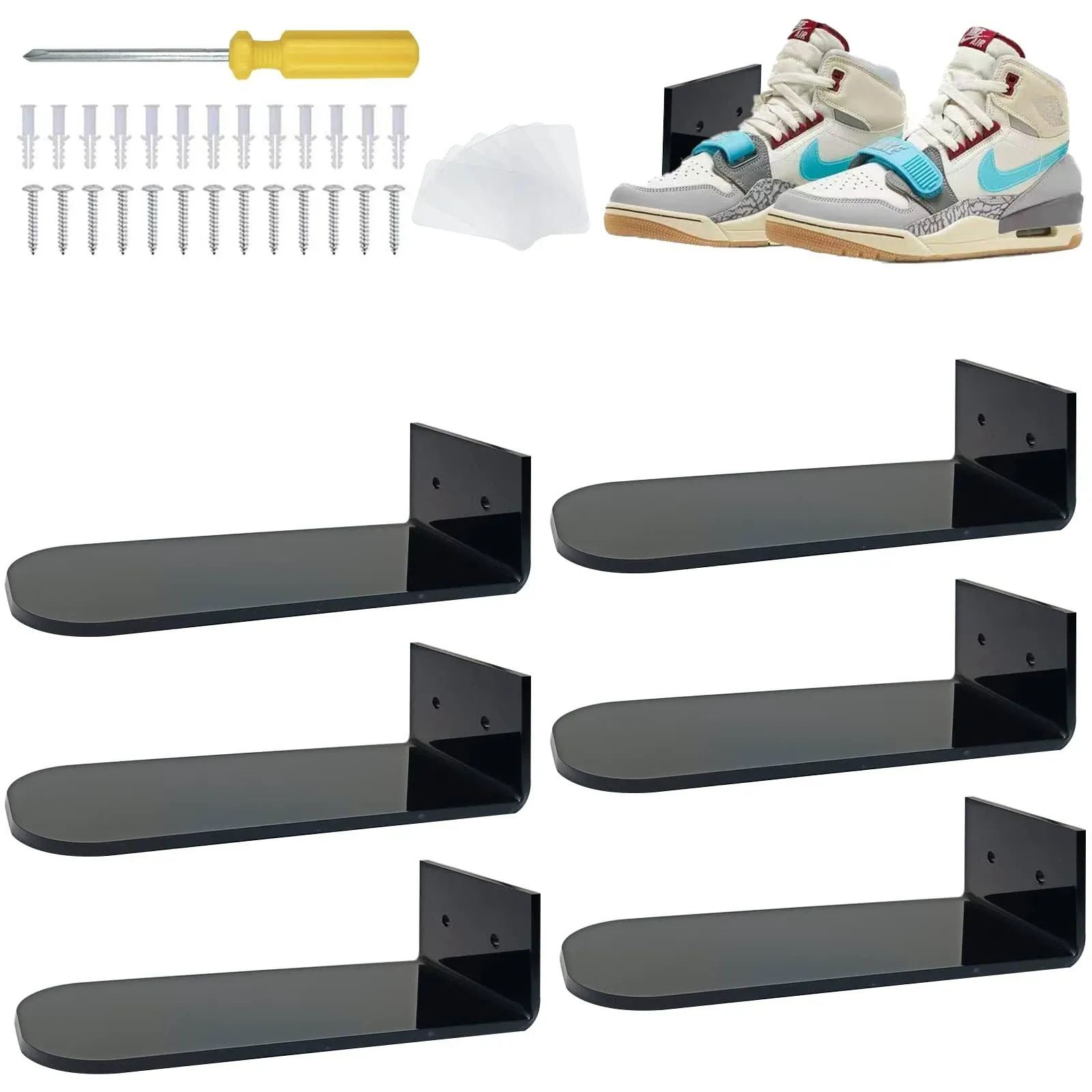 A&H Zier 6 Pack Shoe Display Shelf Floating Shoe Shelf for Sneakers Display Wall ...