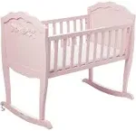 Rose Cradle in Platinum, with 1" Mattress Pad, Easy to Assemble, JPMA Certified, New Zealand Pinewood Cradle, Stationary and Rocking Cradle