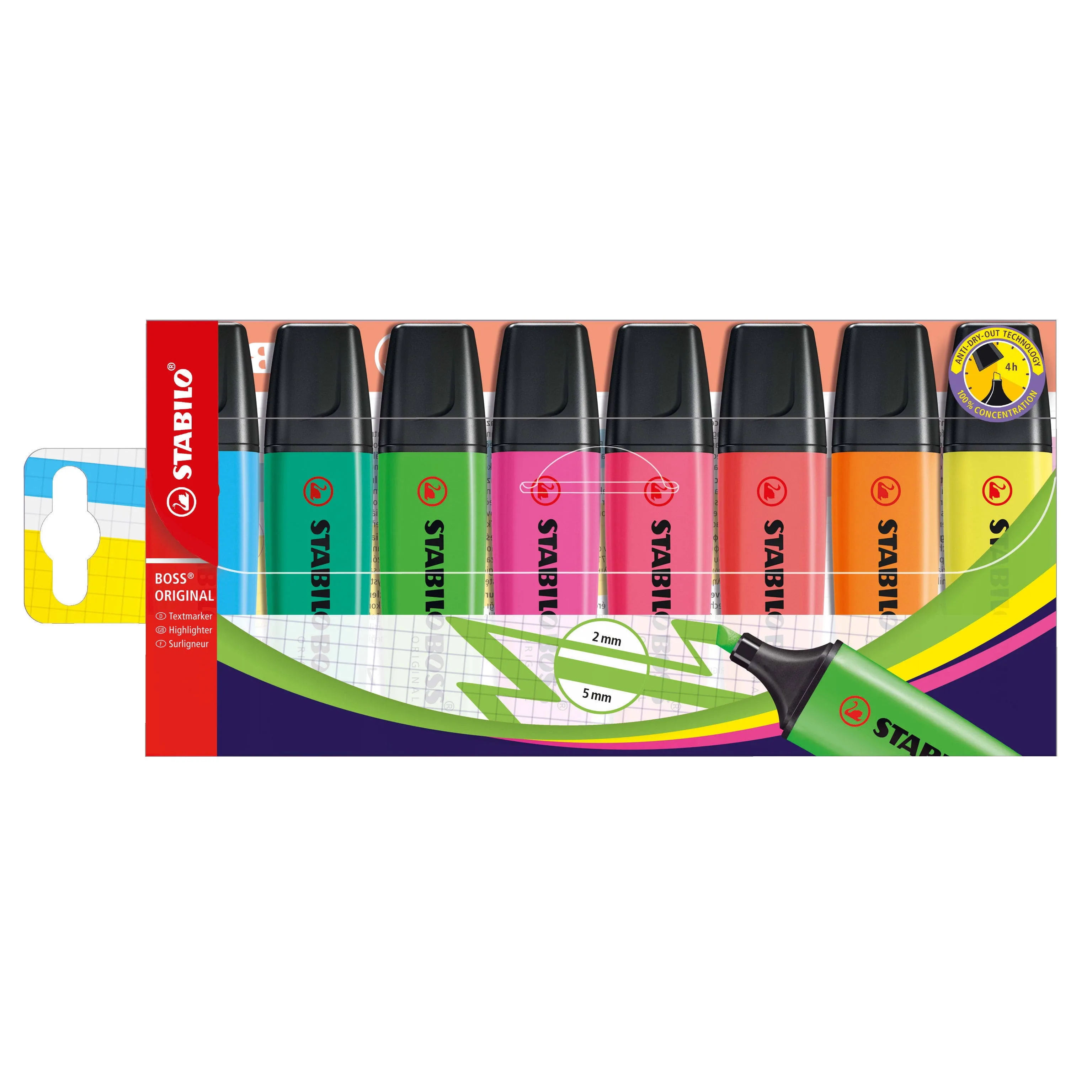 STABILO Highlighter BOSS ORIGINAL - Wallet of 8 - Assorted Colors