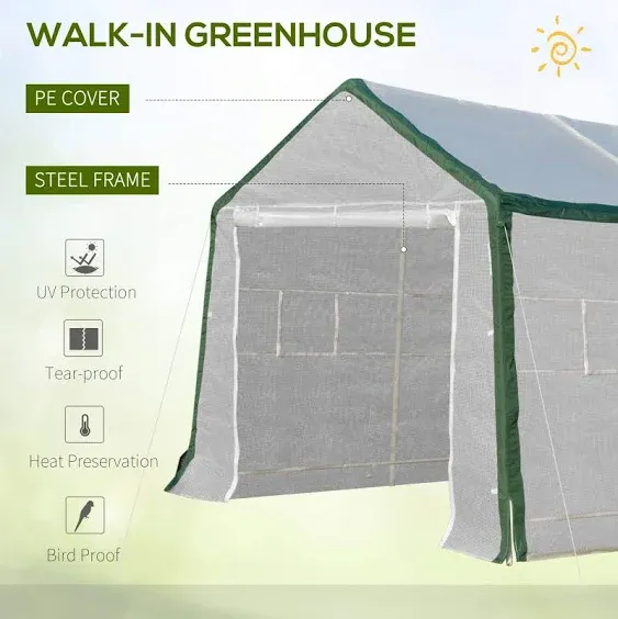 Outsunny - 20' x 10' x 8' Heavy-Duty Greenhouse