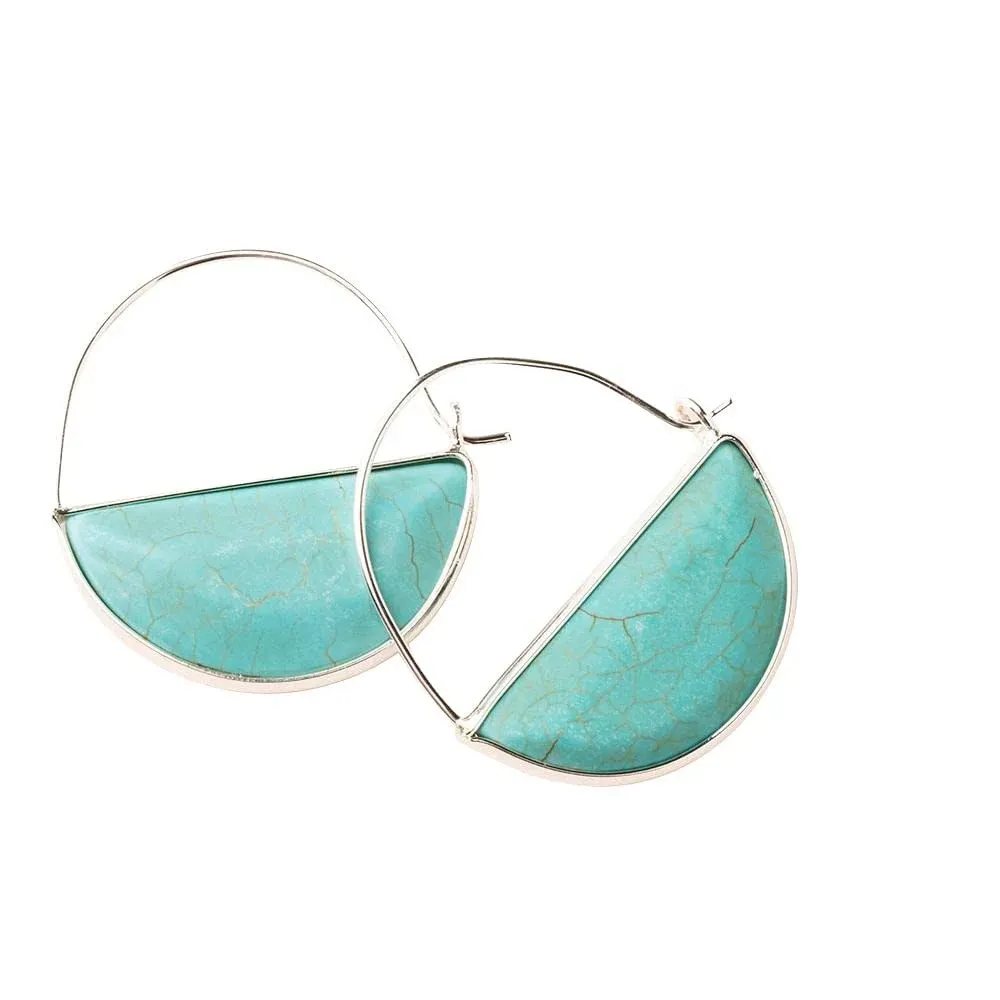 Scout - Stone Prism Hoop (Turquoise - Silver)