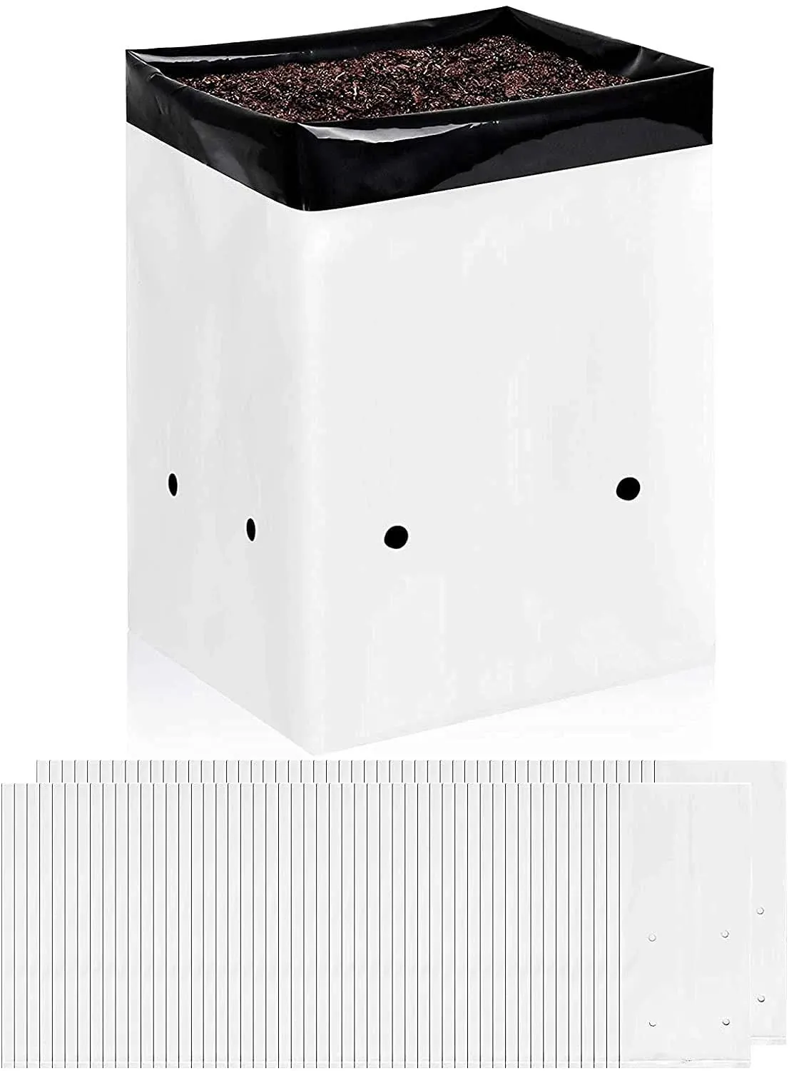 iPower 100-Pack 1 Gallon Panda Film Grow Bag Black and White Containers for Plants Potting Up Seedlings and Rooting, Square Shape