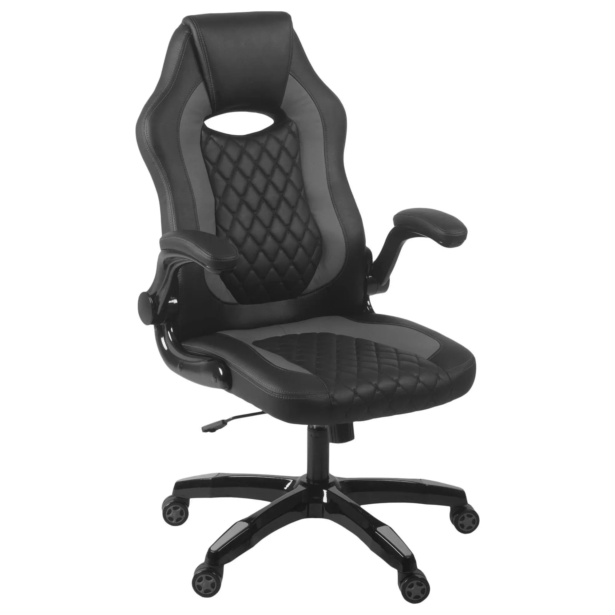 Aon Archeus Gaming Style Computer Desk Chair, Built-in Lumbar Support, Flip-Up Arm, Lock/Tilt 360 Swivel, 300 lb. max - Black & Grey