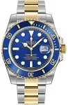 Rolex Men's Submariner Date Watch 116613LB-0005 - Blue Dial - Yellow Rolesor Case - Bezel with Blue Cerachrom Insert in Ceramic - Yellow Rolesor Oyster Bracelet