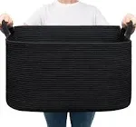Goodpick Toy Basket, Large Basket for Blankets, Baby Laundry Basket, Storage Baskets for Organizing, Laundry Hamper for Dirty Clothes, Towel, Woven Rope Storage Basket, 21.6" x 14.9" x 11.8", Grey