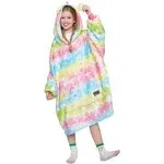 Catalonia Rainbow Unicorn Oversized Blanket Hoodie Sweatshirt for Kids, Wearable Fleece Pullover with Large Front Pocket, Teen Boys Girls Gift