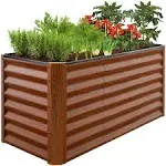 Best Choice Products 4x2x2ft Outdoor Metal Raised Garden Bed, Planter Box for Vegetables, Flowers, Herbs - Wood Grain