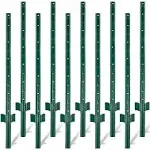 Toriexon Fence Posts 3Feet - 10Pack, Heavy Duty Metal Fence Post with U-Channel, Steel Fence U-Post for Holding Garden Wire Fence, Corner Anchor