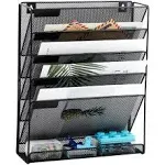 5 Tier Wall File Holder Vertical Organizer for Office Home Black