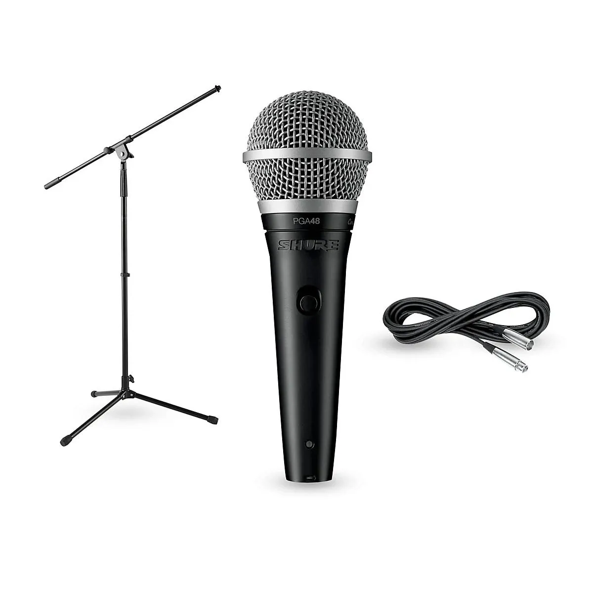 Shure PGA48 Dynamic Microphone - Handheld Mic for Vocals with Cardioid Pick-up Pattern, Discrete On/Off Switch, 3-pin XLR Connector, 15' XLR-to-XLR Cable, Stand Adapter and Zipper Pouch (PGA48-XLR)