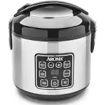 Aroma 64 Ounces Digital Cool-Touch Rice Cooker and Food Steamer, Stainless Refurbished