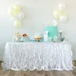 Bluekate Sparkle White Table Skirt Double Organza Two Trims