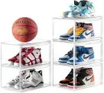 Clemate Acrylic Shoe Box,Set of 5,Extra Large Shoe Storage Boxes Clear Plastic