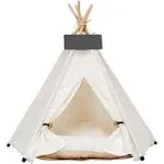 Dog Teepee Pet Tents Tipi Portable Houses Puppy Cat Bed with Thick Cushion (L:60 * 60 * 70CM)