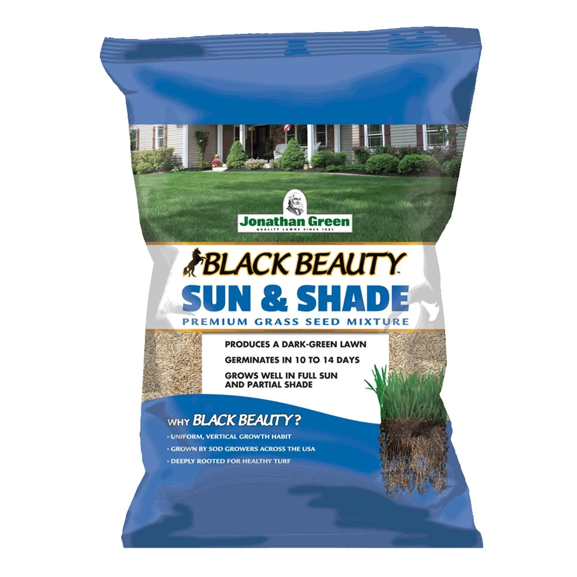 Jonathan Green 12007 Black Beauty Sun and Shade Grass Seed Mix, 50 lb