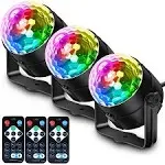 3-Pack Disco Ball Lights Sound Activated with Remote Control, 12 Modes Party Lights DJ Strobe Stage Light for Valentine’s Day Decorations Home Room Dance Parties Supplies Birthday Decorations