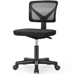 Armless Mesh Office Chair, Ergonomic Computer Desk Chair, No Armrest Small Mid Back Executive Task Chair with Lumbar Support and Swivel Rolling for