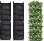 LITLANDSTAR Hanging Planter Bags, 2 Pack 7 Pocket Hanging Vertical Wall Planter Planting Grow Bags Outdoor Indoor Gardening Vertical Greening Flower Container, Planting Bags Storage Bags(Black)