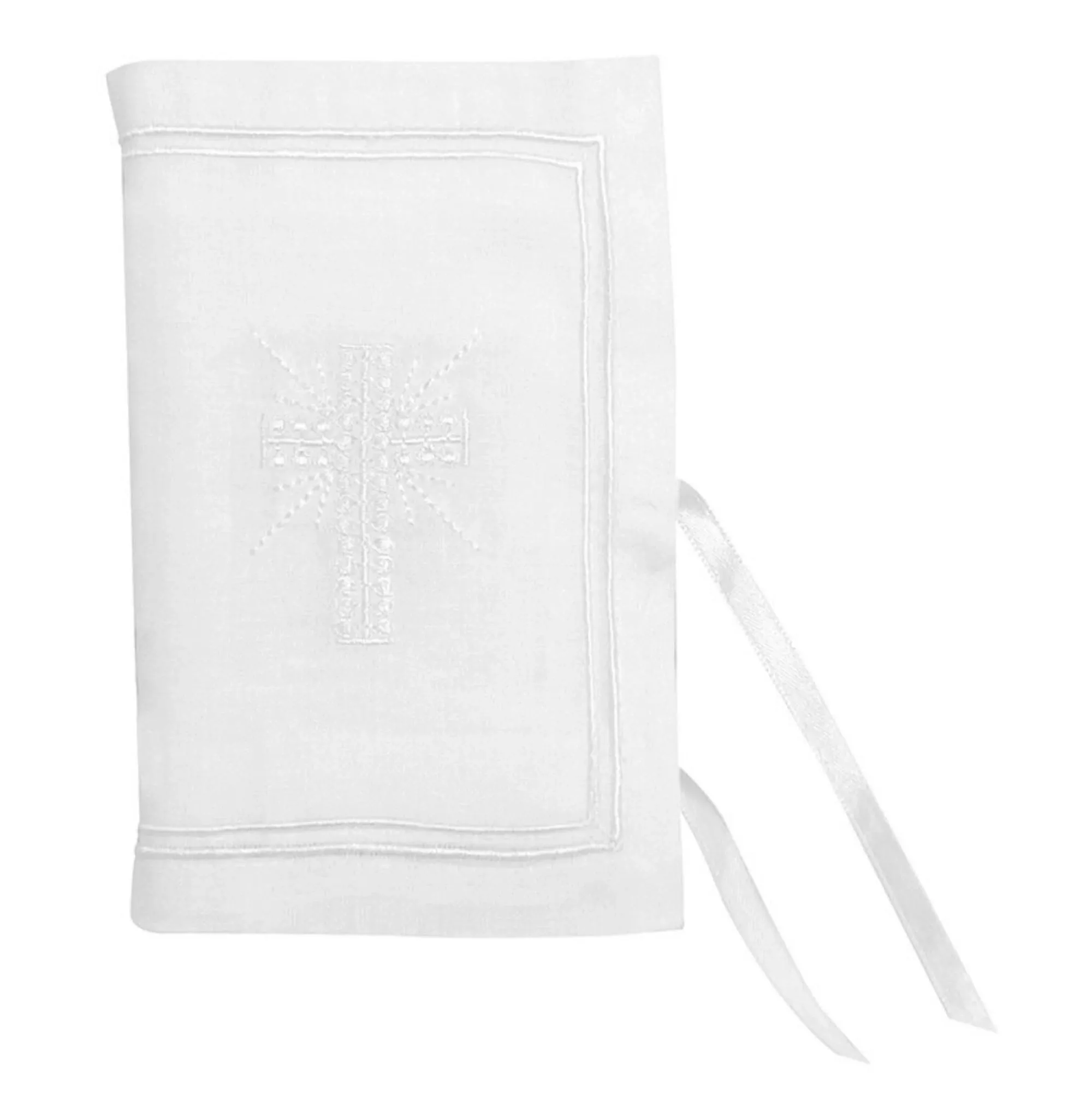 Stephan Baby Keepsake Bible with Embroidered Cover and Ribbon-Tie, White