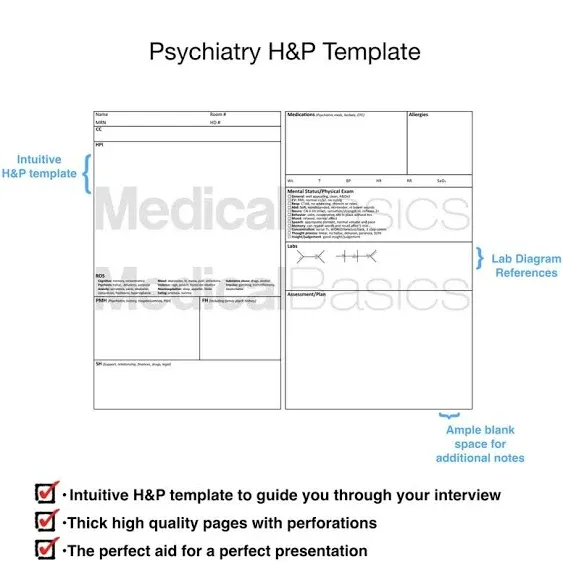 Medical Basics Psychiatry H&P Notebook