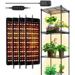 Barrina Ultra-Thin Grow Lights for Indoor Plants, 40W (4 x 10W) Full Spectrum LED Grow Light Panel with 3/6/12H Auto On/Off Timer, 3 Spectrum Modes, 7 Dimmable Levels for Seedlings, Greenhouse, 4-Pack