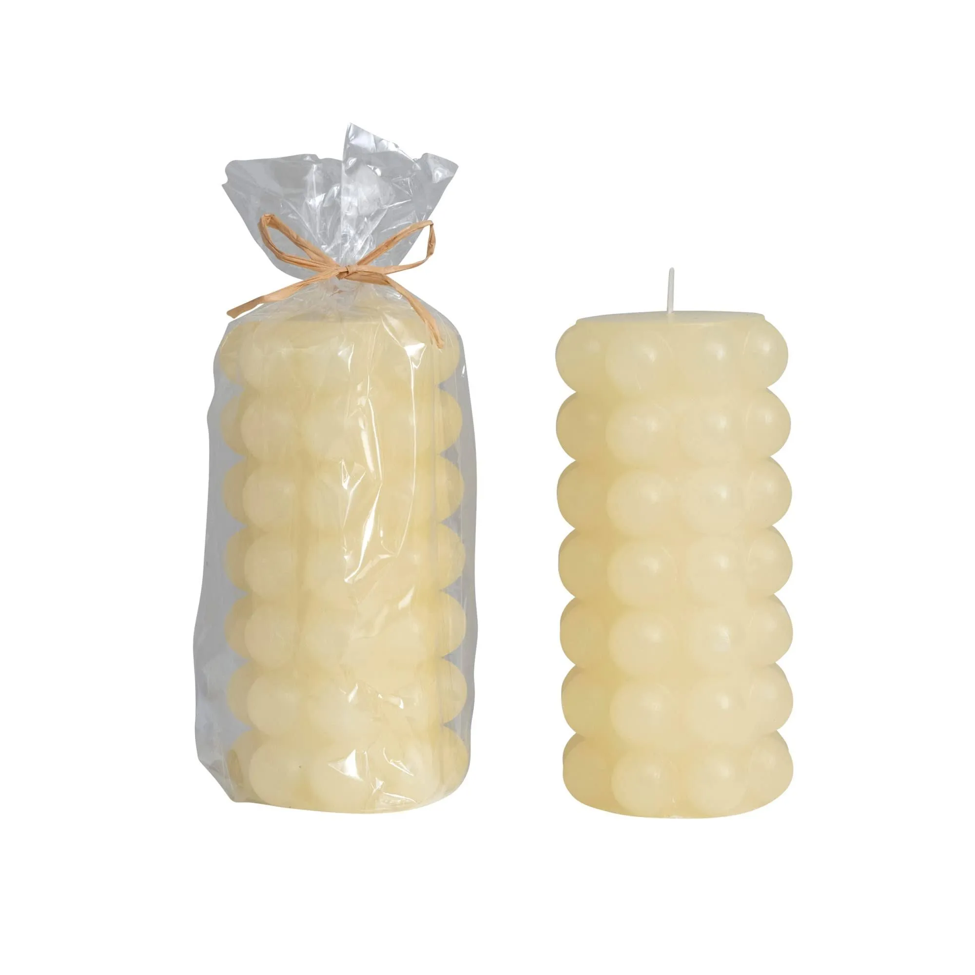 6” Unscented Cream Colored Hobnail 6” Pillar Candle