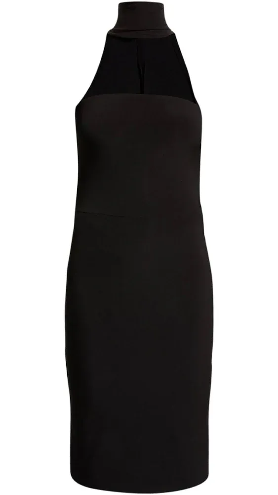 Strapless Knee-length Fitted Dress In Black