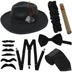 Spooktacular Creations 1920s Manhattan Mens Costume Accessories Gatsby Gangster Retro Set (Black)