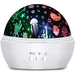 Moredig Kids Night Light, 360° Rotating Starry Night Light Projector for Baby, Ocean Wave Projector for Kids Bedroom Decoration- White