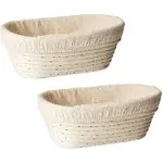 Set of 2 Oval (9.8 x 6 x 3.5 inch) Banneton Proofing Basket & Liner SUGUS HOUSE Brotform Dough Rising Rattan Handmade rattan bowl-Perfect For Artisan