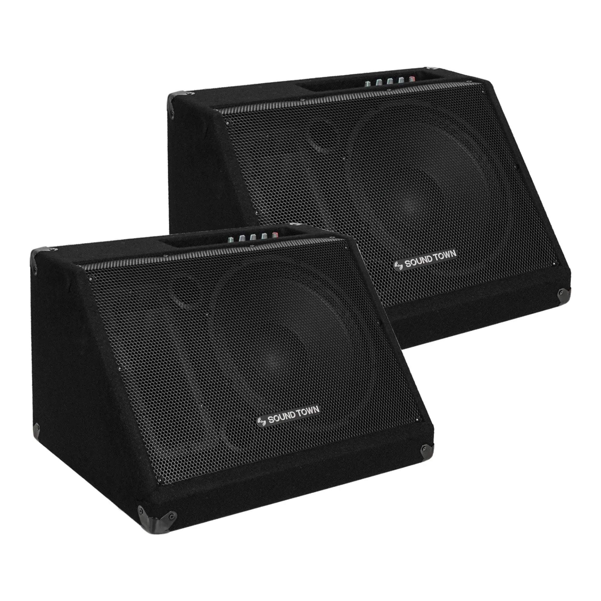 Sound Town 10&#034; 600W Powered PA DJ Stage Monitor Floor Speakers METIS-10MPW-PA<wbr/>IR