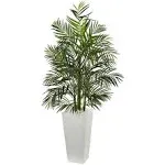 5" Areca Artificial Palm Tree, White Planter, UV Resistant, Indoor/Outdoor