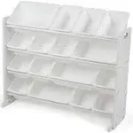 Super-Sized Toy Organizer with 16 Plastic Bins White/White