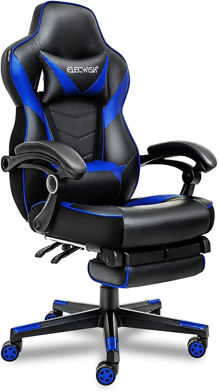 ARTETHYS Gaming Chair for Adults Ergonomic Racing Style High Back Computer Chair with Footrest Headrest and Lumbar Support PU Leather 90-150 Degree