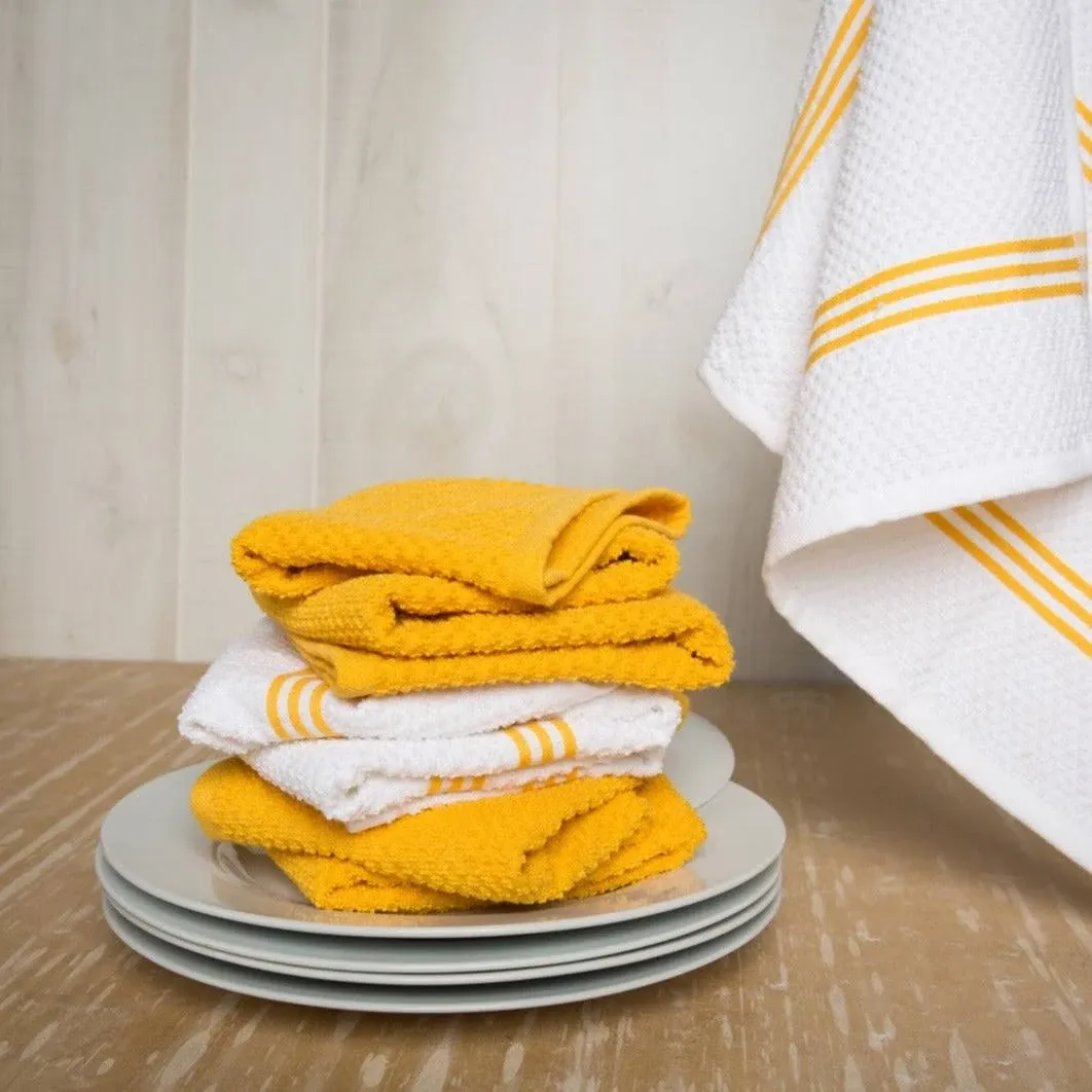 Sticky Toffee Cotton Terry Kitchen Dish Towel, Yellow, 4 Pack, 28 in x 16 in